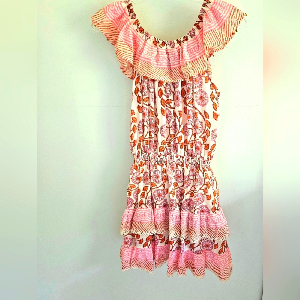 Bell By Alicia Bell Silk Orange Pink Floral Mini Dress - Picture 2 of 7